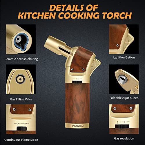 Fankai Torch Lighter,Cigar Lighter With Cigar Punch Set,Lighters For Smoking,Cooking Torch With Safe Lock,Refillable Kitchen Torch Lighter For Cooking,Bbq,Crème Brulee,Baking,Welding,Resin #TOP3