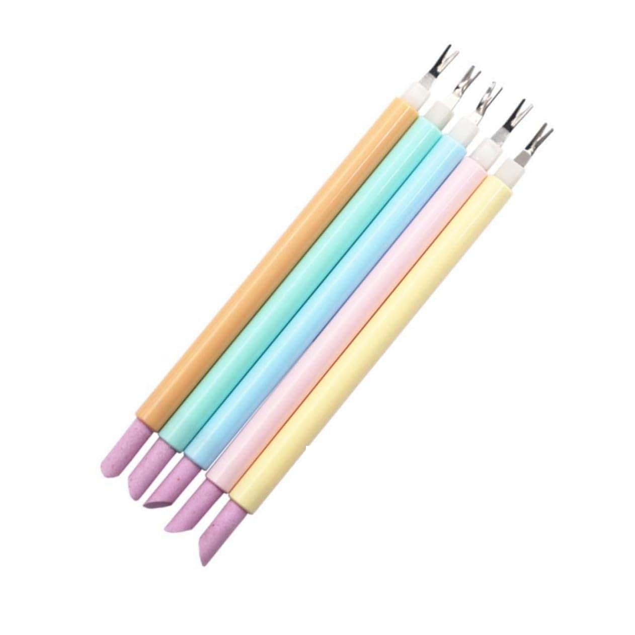 Mikinona 2pcs Engraved Pen Cuticle Tools Kit Pusher Trimmer Fork Remover for Nail Manicure Non- Handle Stainless Steel Perfect for Home or Use Random Color