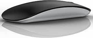 Uiosmuph Wireless Mouse, USB C Rechargeable Computer Mouse, Slim Silent Mice 2.4GHz Optical with USB Nano Receiver and Type C Receiver for Laptop/Mac/PC(Black)