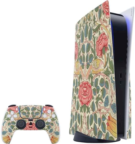 Skinit Decal Gaming Skin Compatible with PS5 Bundle - Officially Licensed Rose by William Morris Design