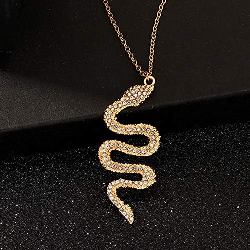HUJUON Gold Rhinestone Snake Pendant Necklace.Retro Crystal Cobra Y-shaped Necklace,Punk Viper Animal Serpent Necklace for Women Jewelry - Image 4