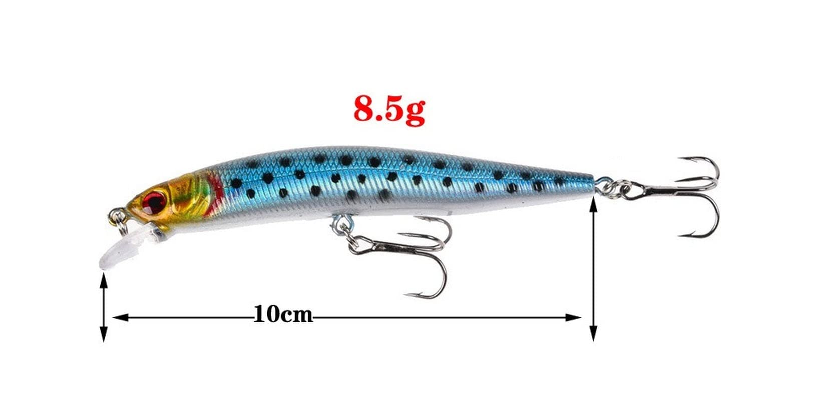 Esche da Pesca morbide, Fishing Baits 10 PCS Fishing Lure Hard Bait Bass Wobblers 3D Eyes Crankbait Carp Pike Tackle 10cm/8.5g for Freshwater Trout Bass Salmon Simple
