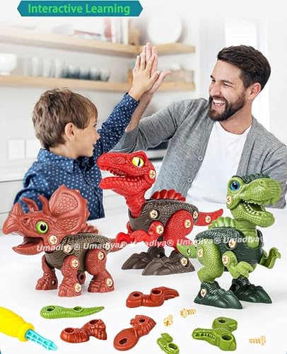 Image of Umadiya Branded Toys STEM 4pcs Dinosaur Toy - Take Apart Dinosaur Toys | Building Learning Educational Toys for Kids Boys and Girls with Screwdrivers (Dino-4)