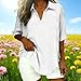 Ruziyoog Women's Collared V Neck Blouse Short Sleeve Casual Loose Tunic Top Solid Color Summer Dressy Shirt White