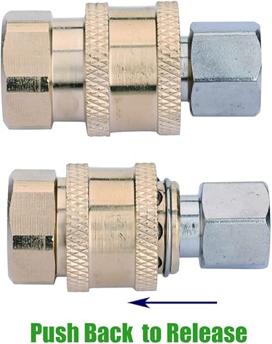 Miniatura 3 de Juego de adaptadores de conexión rápida de 14 pulgadas para lavadora a presión, conectores de liberación rápida de 14, 2 pares