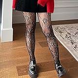 Campsis Flower Pattern Stockings Black Elastic Hollow Out Tights Knitted Rose Lace Stocking Nightclub Daily Prom Thumb #2