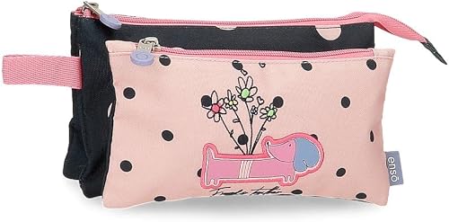 Enso Friends Together Estuche Triple Rosa 22x12x5 cms Poliéster
