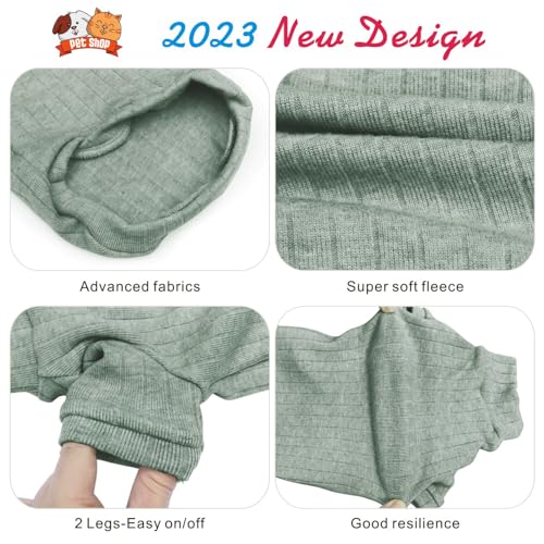 Idepet Sphynx Hairless Cats Sweater Shirt Kitten Soft Puppy Clothes Pullover Cute Cat Pajamas Jumpsuit Cotton Apparel Pet Winter Turtleneck for Cats and Teacup Chihuahua Small Dogs(Green,S)