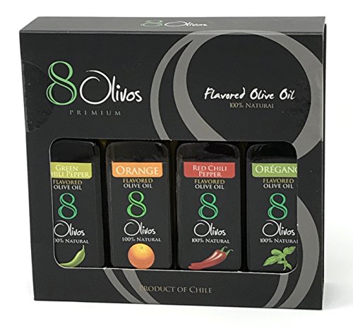 8Olivos Premium Flavor Extra Virgin Olive Oil Cold Press - Award Winning - Gourmet Gift Set 4-PACK