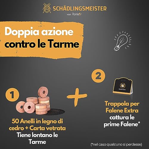 Panteer SchÄDlingsmeister Anelli In Legno Di Cedro – 50 Pezzi + 1 Trappola Per Tarme – Legno Di Cedro Protezione Antitarme Per Guardaroba – Trappola Per Tarme – Contro Le Tarme – Combattere Le Tarme - 3