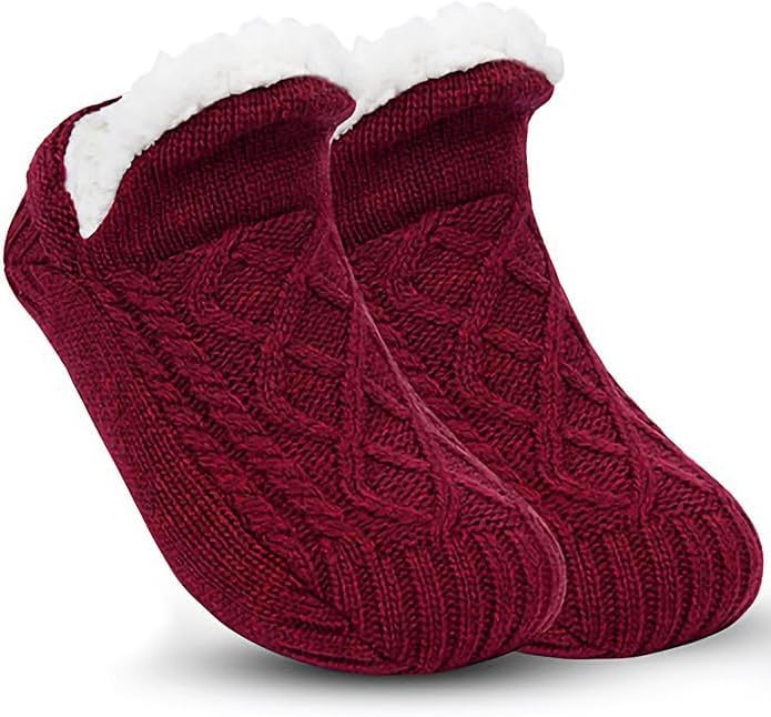 Fluffy Fuzzy Fleece Slipper Socks for Men Women,Fleece-lined Cozy Thick Warm Winter Soft Non Slip Socks
