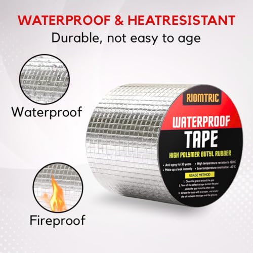 Image of Adhesive Waterproof tape (4 Inch (10CM*5M) | Super Strong Permanent Repair Roof | Water Leakage Solution Rubber Tape | surface Crack Window Sill Gap Boat Sealing Tank Leak