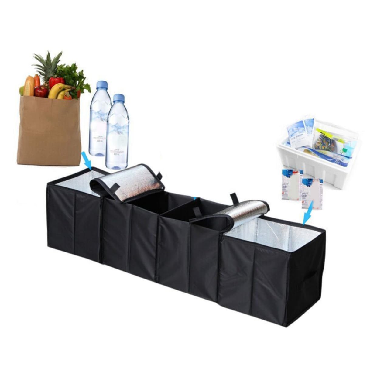 Abaodam 4griglie Organizzatore Pieghevole Per Bagagliaio Auto Contenitore Portaoggetti in Pvc Grande Capacità Facile Da Riporre e Trasportare