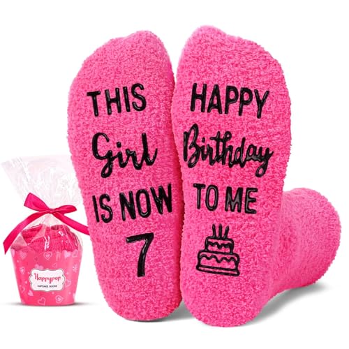 HAPPYPOP 7th Birthday Gifts - Socks for Kids Age 7, Presents for 7 Year Old Girls, Gift...