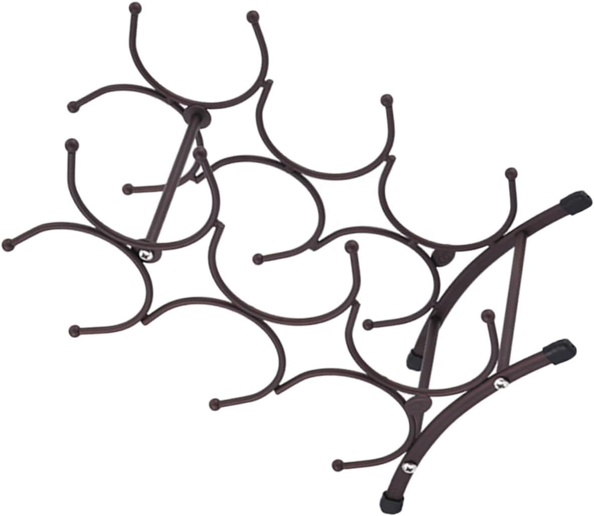 Detachable Metal Wine Rack for 6 Bottles Vintage Iron Wine Bottle Holder with Hollow Shelf for Home Dining Room Display