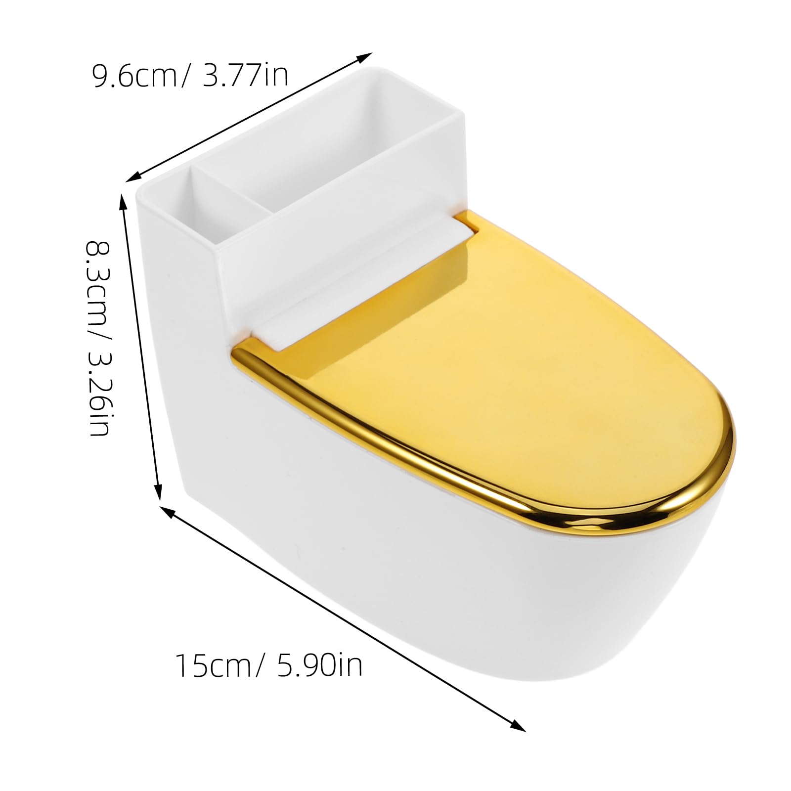 Toilet Shaped Ashtray Wall Mounted or Desktop Ash Tray, Fireproof Plastic and Stainless Steel, White and Gold, for Home Decor and Storage