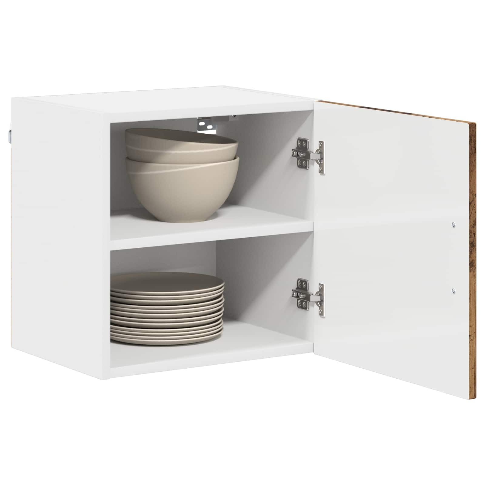 Geschirrspülerfront Kalmar Altholz aus Holzwerkstoff, 40 x 31 x 40 cm, Küchen-Wandschrank mit 2 Regalen, 1 Tür, Stauraum für Küchenzubehör, innen für Moderne Küchen