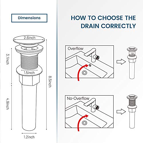 Image of Bathroom Sink Drain, Vessel Sink Pop Up Drain With Detachable Basket Stopper,Anti-Explosion And Anti-Clogging Drain Strainer, Sink Drain Assembly Without Overflow Oil Rubbed Bronze, REGALMIX RWF082C
