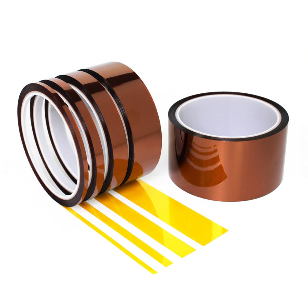 High Temperature Heat Resistant Polyimide Tape,No Residue for Masking,3D Printing,Sublimation Transfer Press,Thermal,Electronic Insulating,Soldering,Circuit Boards,Powder Coating 1/8'',1/4",1/2",1",2"