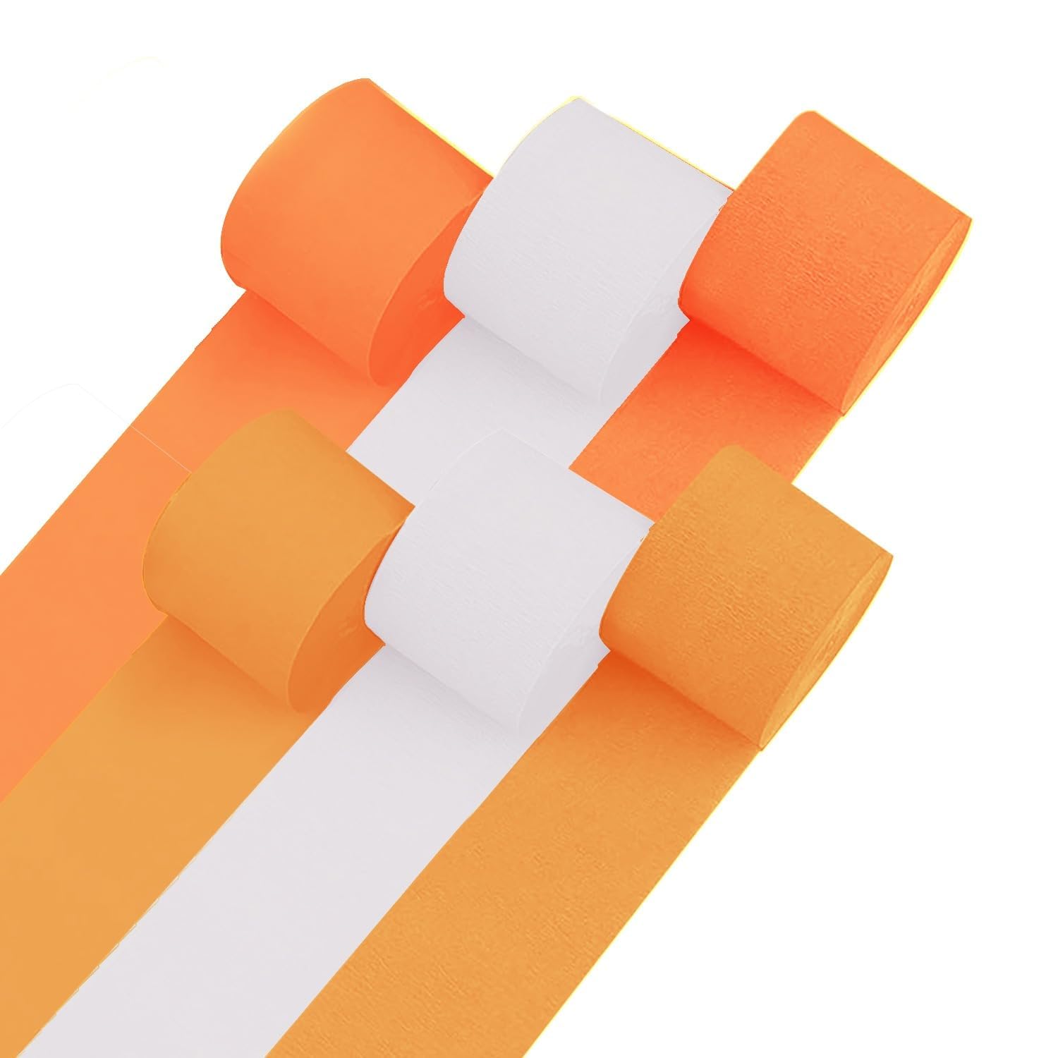 6 Orange Streamers with White, 492ft Pack of Crepe Paper Party Decorations