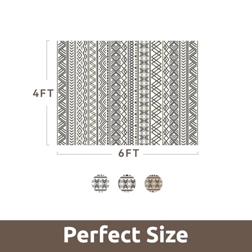 4x6 Outdoor Rug Braided Indoor Outdoor Rugs Carpet Non Slip Outdoor Patio Rug with Rubber Particles Backing, Boho Outdoor Area Rug for Patio Deck Porch Balcony Backyard Living Room, Blackish Grey by AMOAMI - Image 7