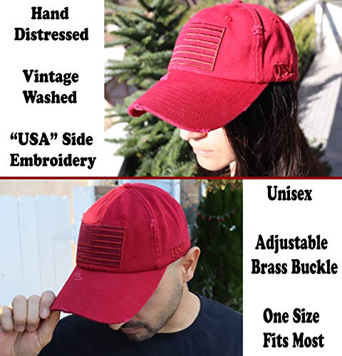 Image of Antourage American Flag Unisex Baseball Hat for Men and Women | USA Flag Mesh Snapback Flat Visor Cap + 2 Patriotic Patches