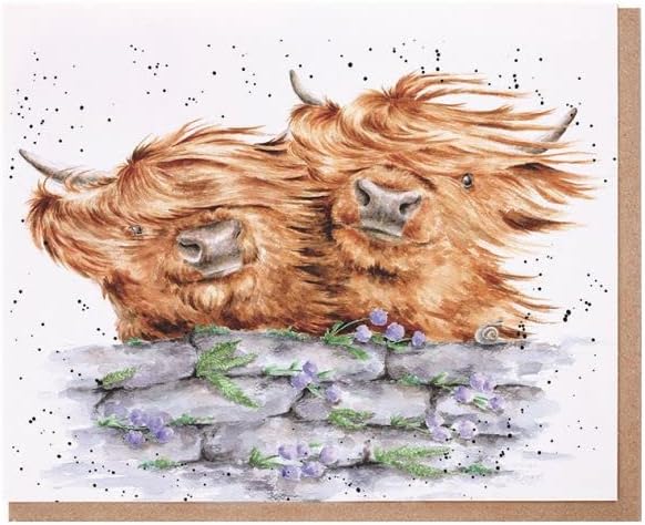 Wrendale DesignsGreeting Card - BLOWN AWAY (Highland Cows)