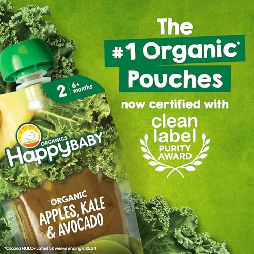 Happy Baby Organics Stage 2 Baby Food Pouches, Gluten Free, Vegan & Healthy Snack, Clearly Crafted Fruit & Veggie Puree, Fruit & Veggie Variety Pack, 4 Ounces (Pack of 10), Amazon Exclusive - Image 3