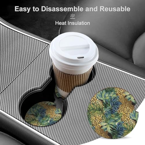 Portavasos para carro con diseño leopardo estampado, pack de 2 miniatura 4