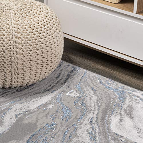 JONATHAN Y Swirl Marbled Gray/Blue Indoor Area Rug 8X10 ft, Abstract for Living Room, Bedroom, Kitchen, Office, Easy-Cleaning, High Traffic, Pet-Friendly, Non-Shedding SOR203B-8 - Image 6