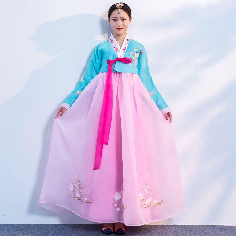 Robe Hanbok Traditionnelle Coréenne pour Femme, Broderie Florale, Costume De Princesse De Cour Coréenne pour Cosplay