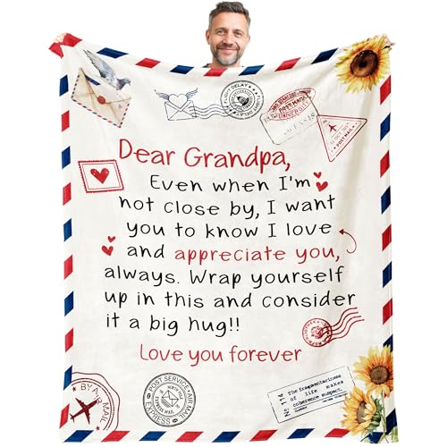 Fathers Day Grandpa Gifts Blanket Birthday Gifts for Grandpas Best Grandpas Birthday Gift from Granddaughter Grandson Presents for Grandfather from Grandkids Grandchildren Throw Blanket 60x50