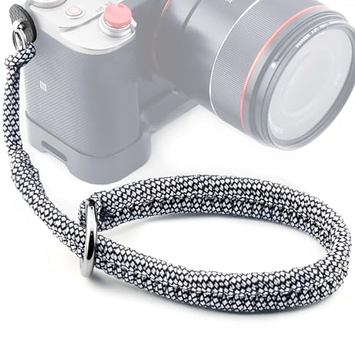 Image of Paracord Camera Wrist Strap Lanyard-Quick Release for DSLR Mirrorless White | Adjustable wrist size,High-strength paracord material, lightweight 1.16oz, secure metal clasp,Fits Canon Nikon Sony Fuji