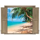 Walls 360 Peel & Stick Wall Decals Window Views Beach (12 in x 9 in)