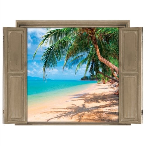 Walls 360 Peel & Stick Wall Decals Window Views Beach (12 in x 9 in)