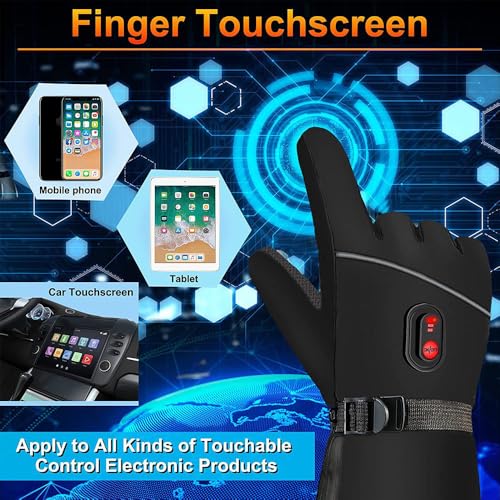 Beheizbare Handschuhe Damen Herren,7.4V 4000 mAh Akku USB Beheizte Handschuhe, 3 Heizstufen,Touchscreen Beheizbare Motorradhandschuhe,fur kifahren,Wandern,Radfahren,Motorradfahren (A)