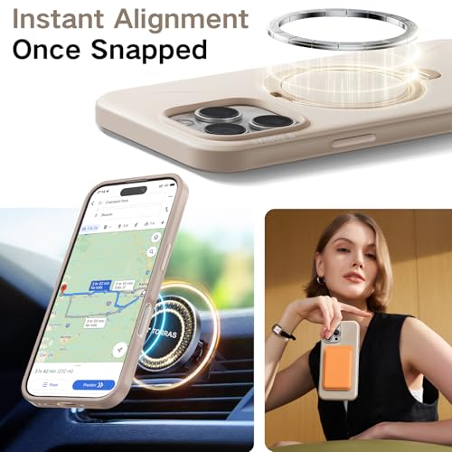 Image of TORRAS 360 Spin Mag Stand for iPhone 16 Pro Max Case, Fit for Magsafe, Mil-STD Protective Hard PC Scratch-Resistant Ostand Case for iPhone 16 Pro Max Phone Case Desert Titanium, Dune Beige, 6.9 inch