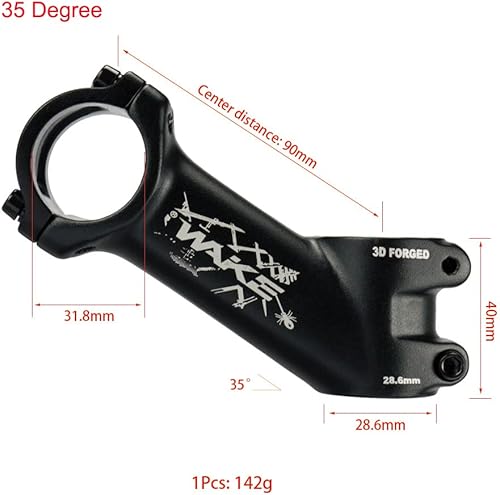 Miniatura 9 de CYSKY Vástago de bicicleta de 31.8 2.362 in2.756 in3.543 in4.331 in 35 grados MTB vástago de bicicleta de montaña vástago elevador vástago para la