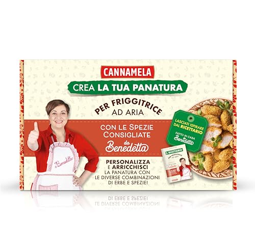 CANNAMELA – Box Esclusivo 'Fatto in casa da Benedetta' per Friggitrice ad Aria - Kit con Panatura di Mais Classica & Spezie ed Erbe - Per Piatti Croccanti e Gustosi - Con Ricettario Esclusivo.