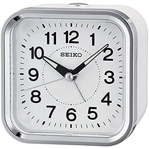 Seiko Alarm Clock Analogue Unisex White QHE130 W Cover