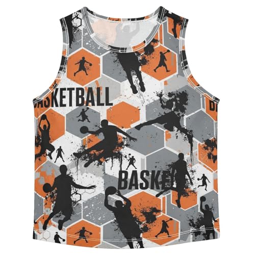 J JOYSAY Basketball Sports Plaid Boys Tank Top Sleeveless Muscle Shirts Quick Dry Workout Sport Active Kids T-Shirts 3-15T