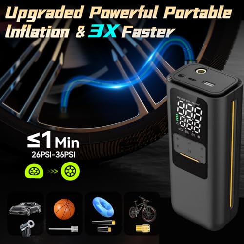 Image of BL-01 Mini Cordless Tire Inflator, 120 PSI USB-C Rechargeable Brushless Air Pump with Digital Pressure Gauge and Auto Shut-Off for Bikes, Cars and Balls