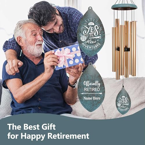 Image of ASTARIN Personalized Happy Retirement Wind Chimes, Tree of Life Retirement Wind Chimes Gifts for Women /Men Teacher Coworker 2025, Going Away Farewell Gifts, Deep Tone Larde Wind Chime