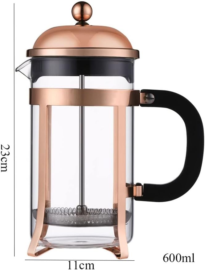 French Press Coffee Maker (600ML), 304 Stainless Steel Coffee Press, Durable Easy Clean Heat Resistant Borosilicate Glass - 100% BPA Free