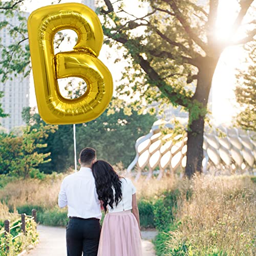 Image of TONIFUL 40 Inch Large Gold Letter B Balloons - Helium Filled, Foil Mylar Big Balloons for Birthday Party & Anniversary Decorations