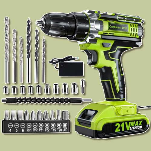Cordless Drill Set, KELNOW 21V PowerDrill with Power Pack and