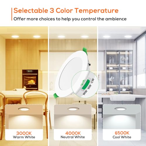 ALUSSO LIGHTING Downlights for Ceiling, 5W Led Downlights Ceiling Dimmable, Recessed Lights 230V 350 Lumen, 3000K 4000K 6500K Adjustable, IP44 Suitable for Bathroom Living Room, 6 Pack,White ALUSSO LIGHTING Downlights for Ceiling, 5W Led Downlights Ceiling Dimmable, Recessed Lights 230V 350 Lumen, 3000K 4000K 6500K Adjustable, IP44 Suitable for Bathroom Living Room, 6 Pack,White