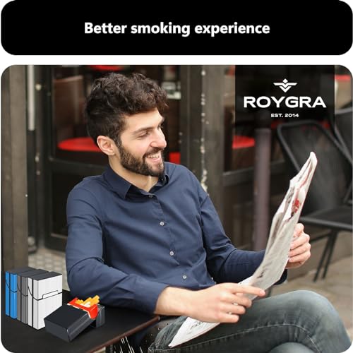 Image of roygra Cigarette Case Set of 4, Aluminum Magnetic Switch, 20 Capacity (85mm King Size)
