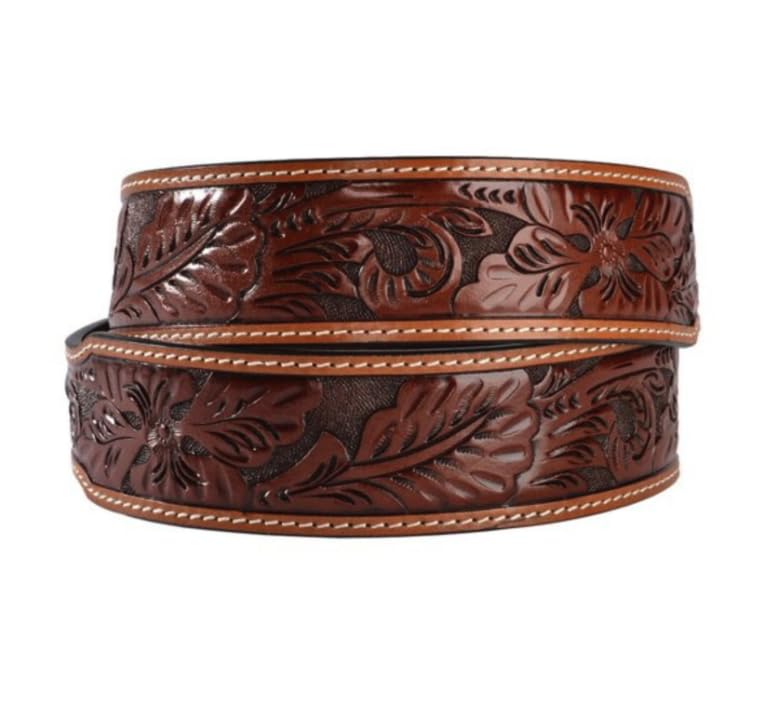 Jacqueline Kent 3D Belt Company Floral Embossed Leather Belt, Tan (44)2