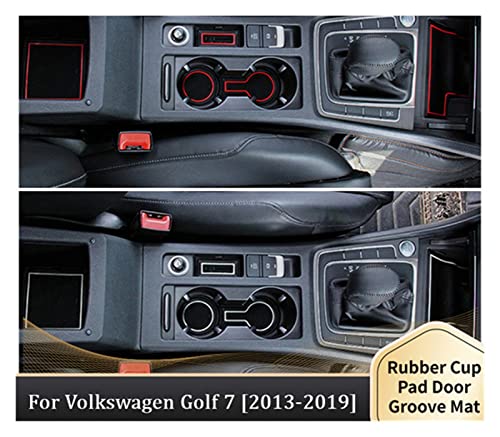 Tapis de fente de porte Golf 7 rouge avec coussinets de console centrale - 6